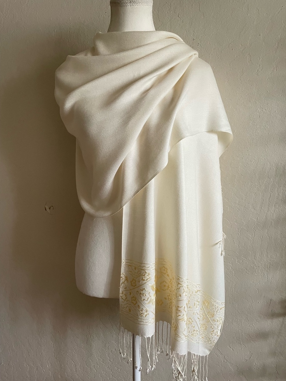 Ivory embroidered wrap